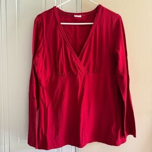 Motherhood Red V-Neck Breastfeeding Nursing Women's Top‎ Size XL with shelf bra